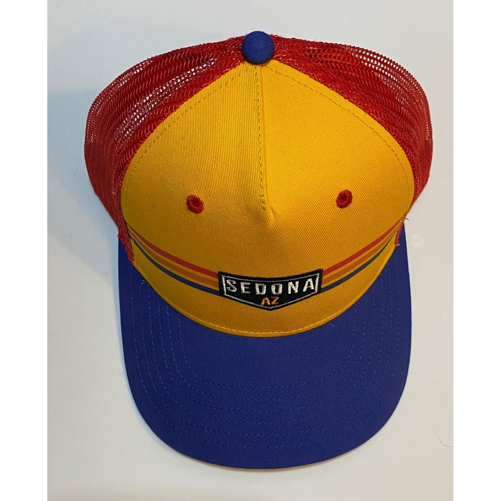 Hat Graphix 360‎ Sedona Arizona Trucker Hat Retro Mesh Snapback Yellow Blue Red - Picture 2 of 8